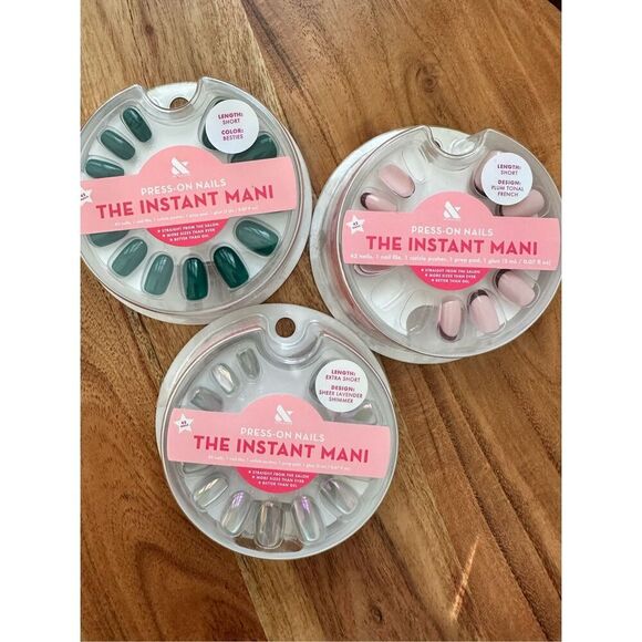 Olive & June The Instant Mani 3 Pack of Press on Nails New Green and Plum Short - Picture 1 of 3
